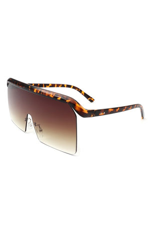 Square Oversize Rimless Flat Top Sunglasses
