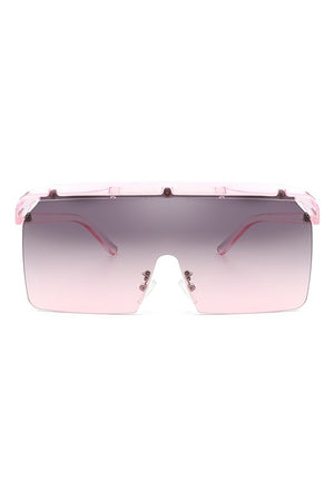 Square Oversize Rimless Flat Top Sunglasses