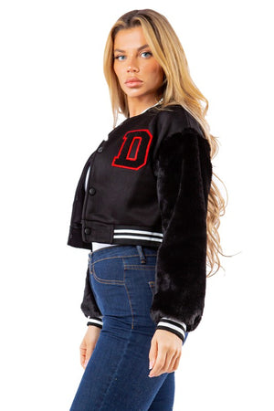 SEXY BOMBER WITH FAUX FUR JACKET