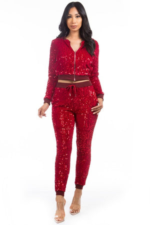SEXY SEQUIN TWO PIECE PANT SET