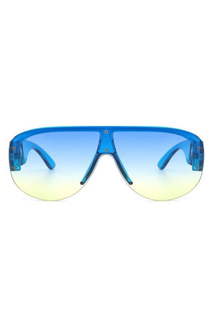 Half Frame Retro Oversize Aviator Sunglasses