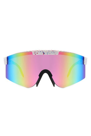 Mirrored Rectangle Sports Reflective Sunglasses