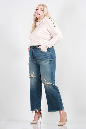 Plus Size Distressed Dad Jeans