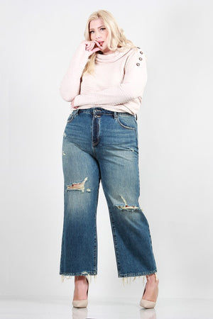 Plus Size Distressed Dad Jeans