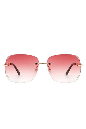 Classic Rimless Chic Square Fashion  Sunglasses