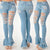Classic jeans with fringed holes