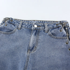 Women's high waist washed jeans