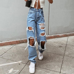 Women Jeans Ripped Slimming Washed Women's Jeans Trousers