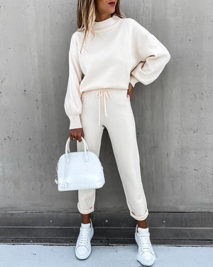 Off-white Loose Casual 2-piece Set