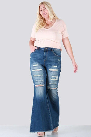 Plus Size Boot Cut With Destroyed Jeans