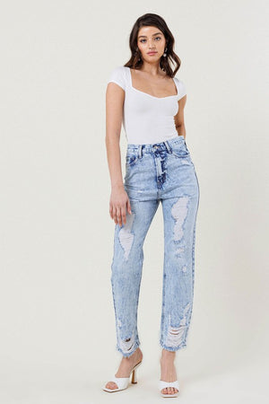 High Wasted Straight Leg Jeans
