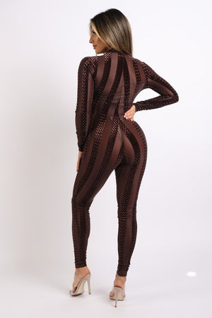 Striped Velvet Jumpsuit