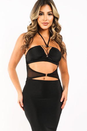 Cut Out Detailed Halter Dress