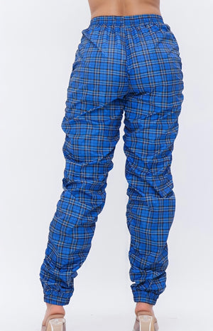 Blue Plaid Windbreaker Scrunch Pants